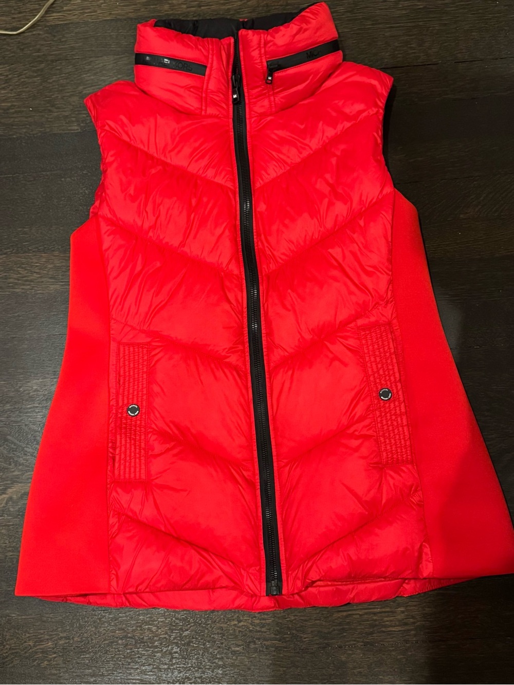 Michael Kors Red Quilted Sleeveless Puffer Vest